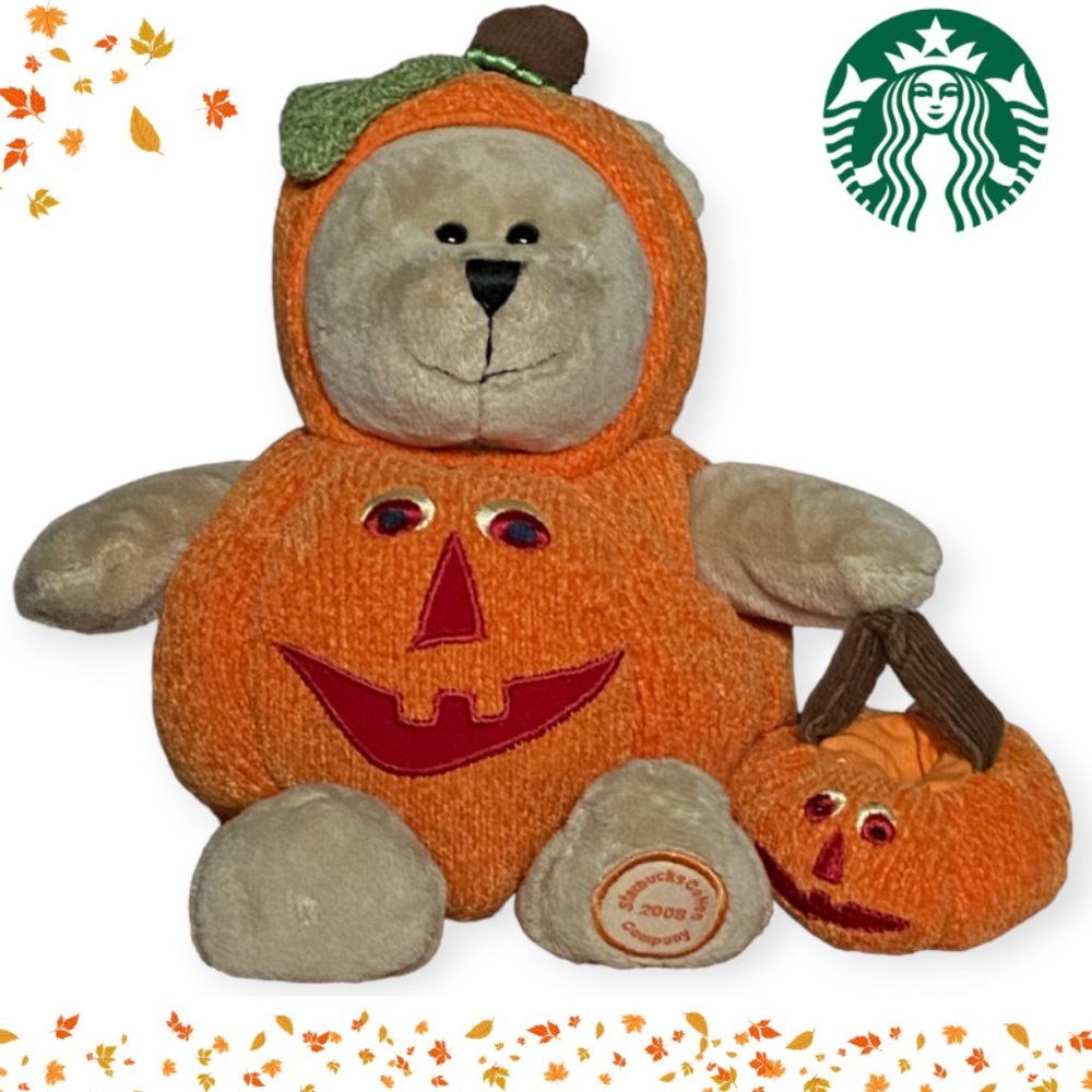 Starbucks 2008 Halloween Bearista Bear Pumpkin With Treat Bag